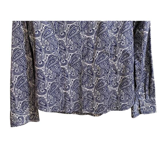 Talbots Shirt Women Size 8 Blue White Paisley Button Front Blouse - Picture 7 of 9
